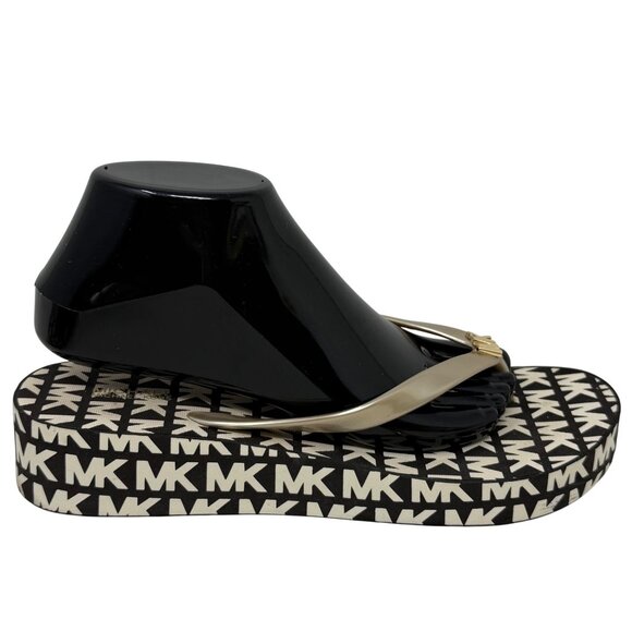 Michael Kors Bedford Glam Womens Flip-Flops Sandals Brown Logo Wedge Jelly 10 - Picture 5 of 13